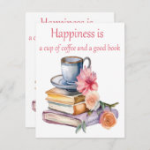 幸福はコーヒーと良い本のカップである ノートカード (正面/裏面)