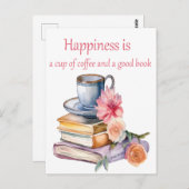 幸福はコーヒーと良い本のカップである ポストカード (正面/裏面)