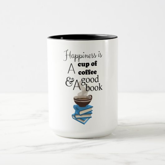 幸福はコーヒーと良い本のカップである マグカップ (中央)