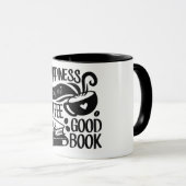 幸福はコーヒーと良い本のカップである マグカップ (正面右)