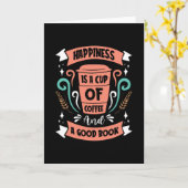 幸福はコーヒーのカップと良い本だ カード (黄色い花)