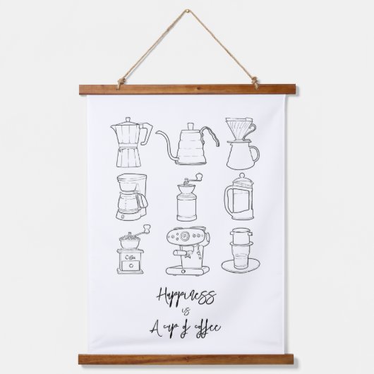 幸福はコーヒーの一杯だ 吊り下げ型タペストリー (正面)