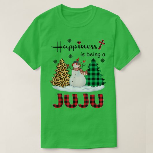 幸福はジュジュ雪だるまメリークリスマスtr tシャツ (デザイン正面)