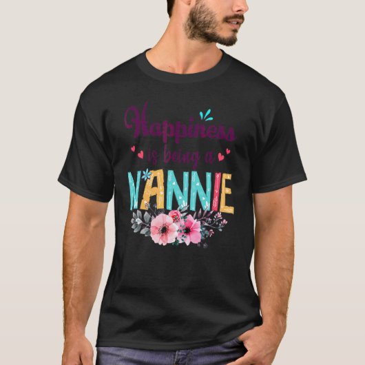 幸福はナニーエバー女性のフローラデコ Tシャツ (正面)