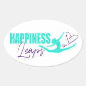 幸福はハートの羽ばたき女の子アクアパープル 楕円形シール