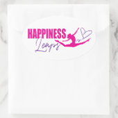 幸福はハートの羽ばたき女の子ピンクパープル 楕円形シール (バッグ)