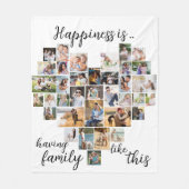 幸福はハート型36フォトコラージホワイト フリースブランケット (正面)