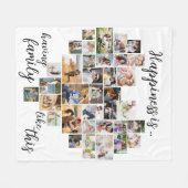 幸福はハート型36フォトコラージホワイト フリースブランケット (正面(横))