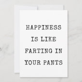 幸福はパンツの中でおならをすることみたい 面白いカード 招待状 (正面)