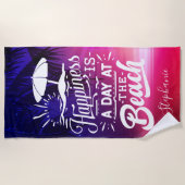 幸福はビーチの日だパーソナライズされた ビーチタオル (正面)