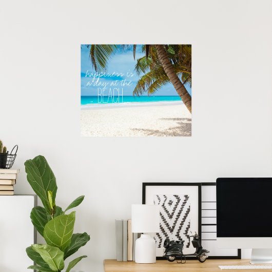 幸福はビーチインスピレーション引用文の日だ ポスター (ホームオフィス)