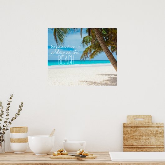 幸福はビーチインスピレーション引用文の日だ ポスター (キッチン)
