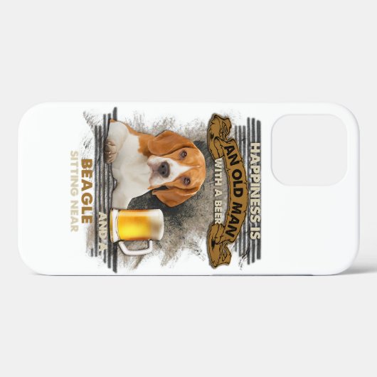 幸福はビールとビーグルを飲む老人だ Case-Mate iPhoneケース (裏面 (横))