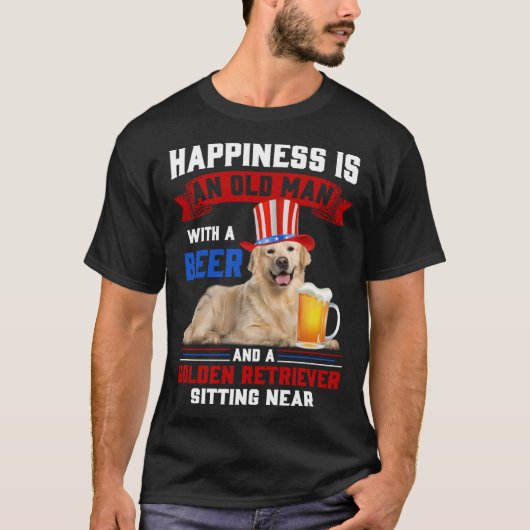 幸福はビールと黄金のRを持つ老人である Tシャツ (正面)