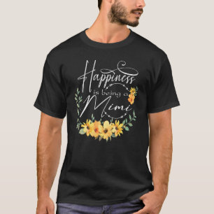 幸福はミミの女性の花の装飾グランド Tシャツ