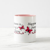 幸福はミームの蝶です ツートーンマグカップ (中央)