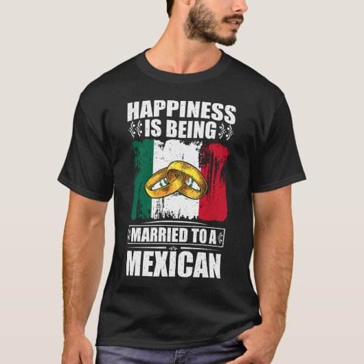 幸福はメキシ結婚したコ人に与える Tシャツ (正面)