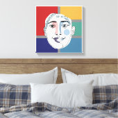 「幸福は内にある」ミニマルな顔ラインアート | C キャンバスプリント (インサイチュ (寝室))