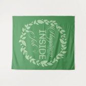 幸福は内側の仕事の緑のリースタペストリー タペストリー (正面(横))