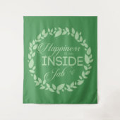 幸福は内側の仕事の緑のリースタペストリー タペストリー (正面)