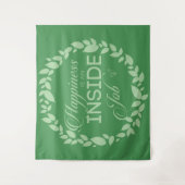 幸福は内側の仕事の緑のリースタペストリー タペストリー (正面)