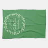 幸福は内職のグリーンリース キッチンタオル (横)