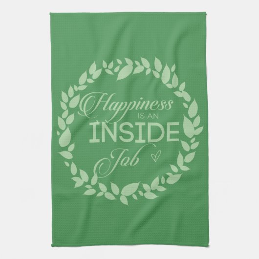 幸福は内職のグリーンリース キッチンタオル (縦)