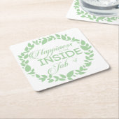 幸福は内職のグリーンリース スクエアペーパーコースター (アングル)