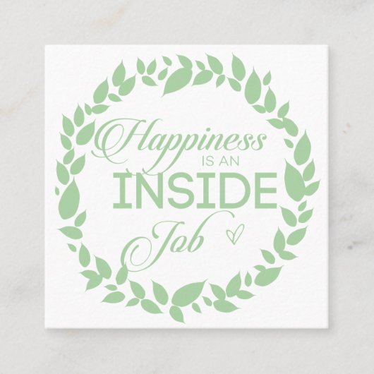 幸福は内職のグリーンリース スクエア名刺 (正面)
