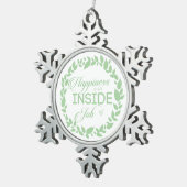 幸福は内職のグリーンリース スノーフレークピューターオーナメント (右)