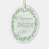 幸福は内職のグリーンリース セラミックオーナメント (右)