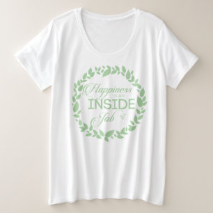 幸福は内職のグリーンリース プラスサイズTシャツ