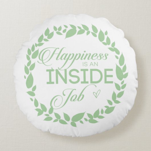 幸福は内職のグリーンリース ラウンドクッション (正面)
