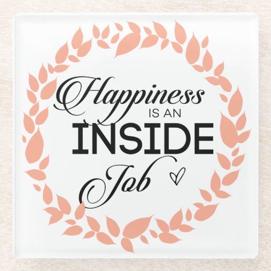 幸福は内職のリース ガラスコースター (正面)