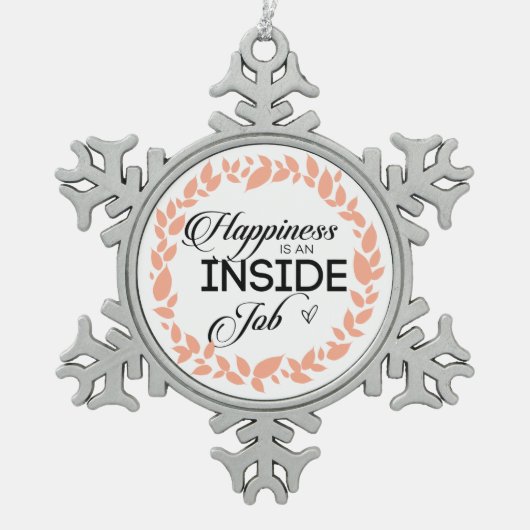 幸福は内職のリース スノーフレークピューターオーナメント (正面)