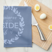 幸福は内職の青いリース キッチンタオル (四つ折り)