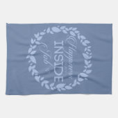 幸福は内職の青いリース キッチンタオル (横)