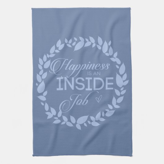 幸福は内職の青いリース キッチンタオル (縦)