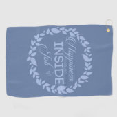 幸福は内職の青いリース ゴルフタオル (横)