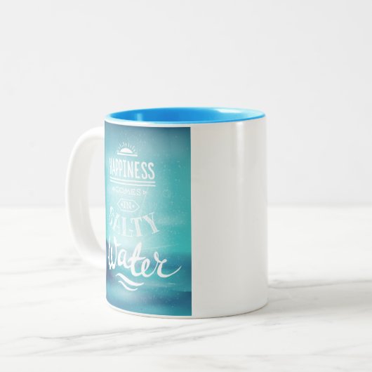 幸福は塩辛い水入って来ます ツートーンマグカップ (正面左)
