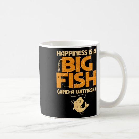 幸福は大きな魚の証人のおもしろい魚釣り コーヒーマグカップ (右)