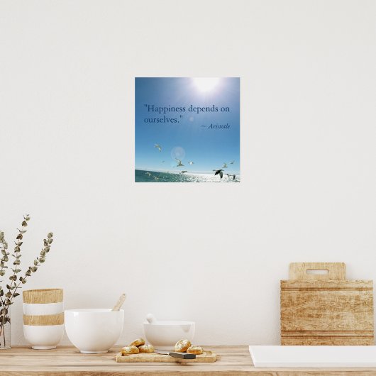 幸福は我々自身に依存する引用文アリストテレス ポスター (キッチン)