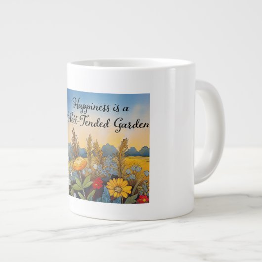 幸福は手入れの行き届いた庭 ジャンボコーヒーマグカップ (正面右)