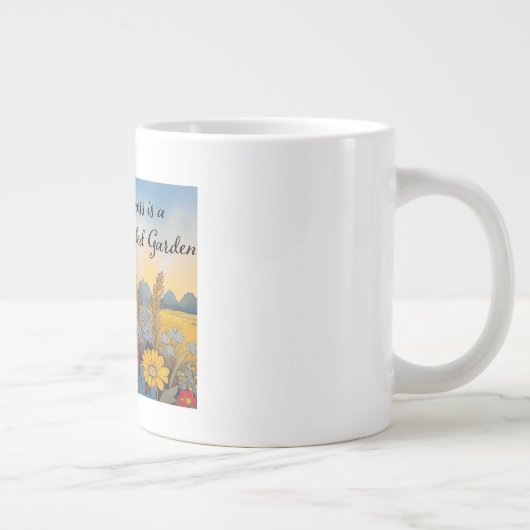 幸福は手入れの行き届いた庭 ジャンボコーヒーマグカップ (右)