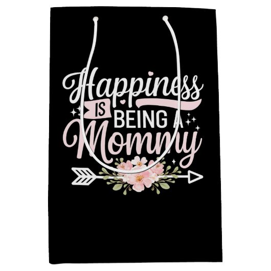 幸福は母の日の母なるフローラである ミディアムペーパーバッグ (正面)