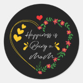 幸福は母親であるおもしろい母親の日の新しい母親 ラウンドシール (正面)