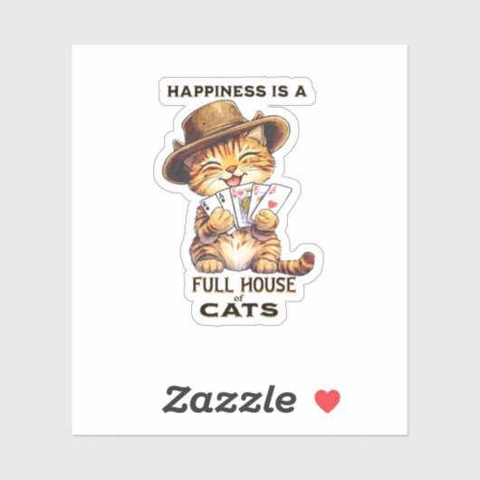 幸福は猫のトランプのポーカー シール (シート)