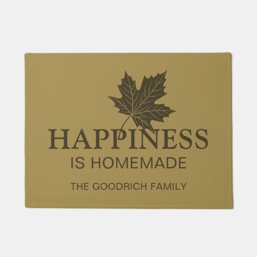 幸福は自家製だ。ブラウンパーソナライズされた ドアマット (正面)