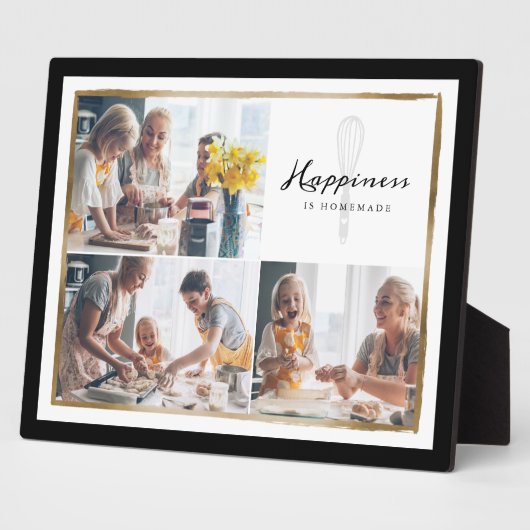 幸福は自家製の家族の写真コラージュ フォトプラーク (側面)