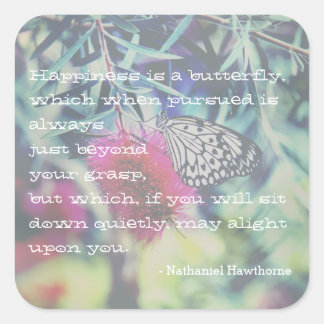 幸福は蝶である – インスパイアの引用文 スクエアシール
